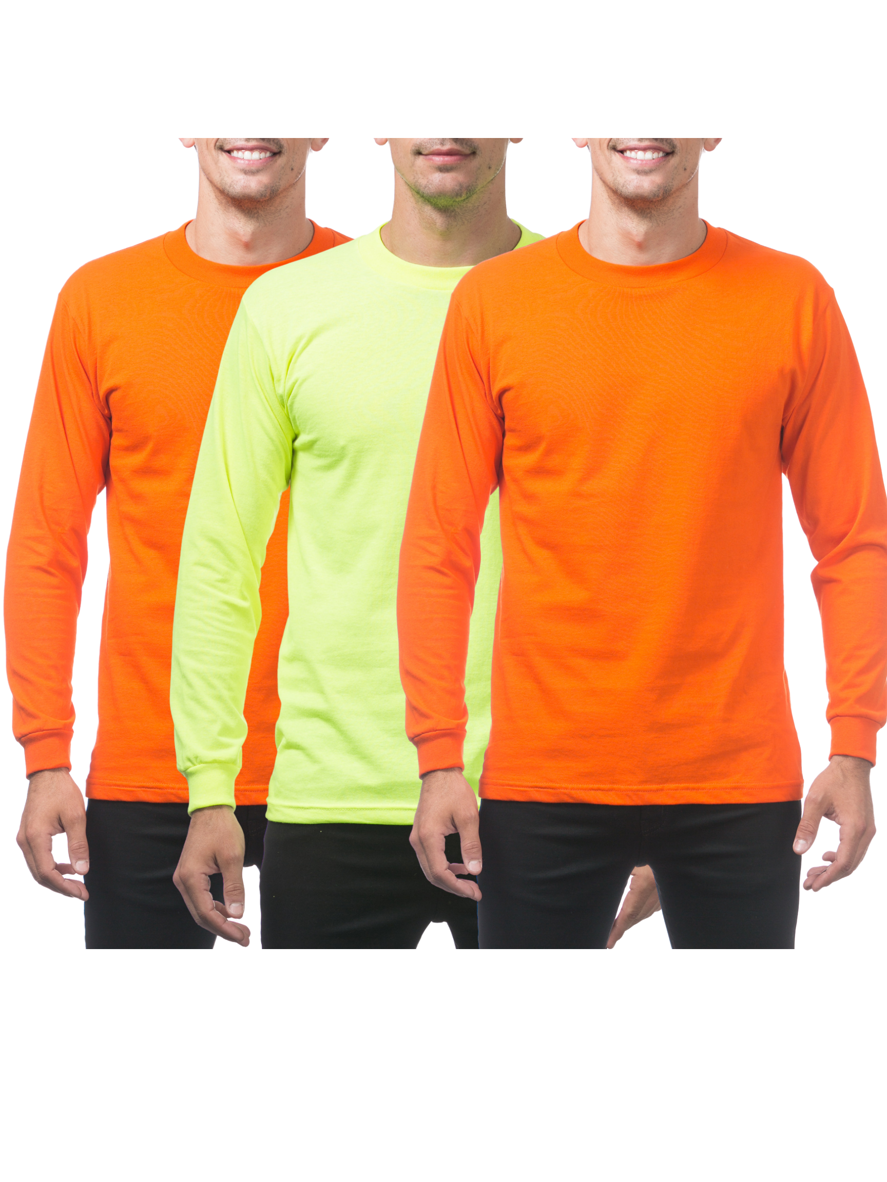 Pro Club Comfort Long Sleeve Safety Green Orange 3-Pack - El Gobierno Shop