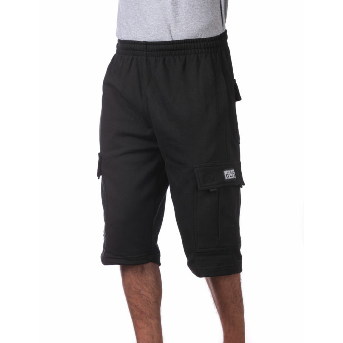Pro Club Fleece Cargo Shorts Black cargo pocket detail - El Gobierno Shop